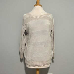 BCBGeneration Cream Striped Wideneck Slouchy Comfy Sweater Pullover Size S